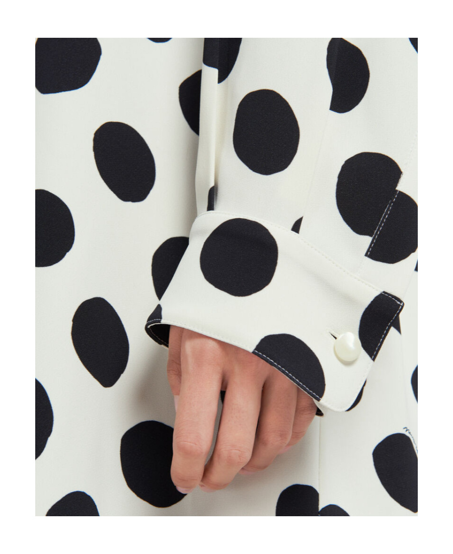 Marni Womens Iris Blue Polka Dot Curved-hem Stretch-woven Mini Dress In White
