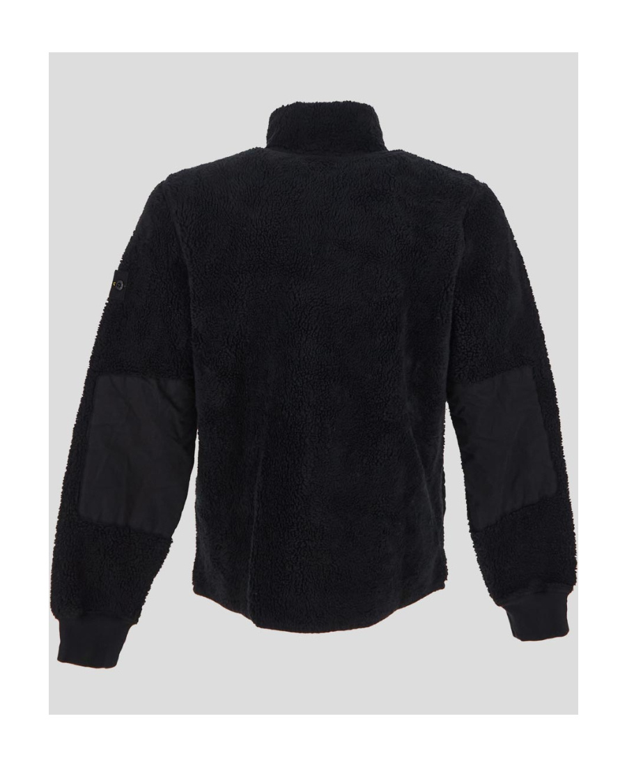 Stone Island Compass-badge Faux-shearling Jacket In Black