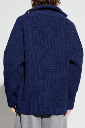 Dries Van Noten Gerippter Pullover Mit Reissverschluss In Blue