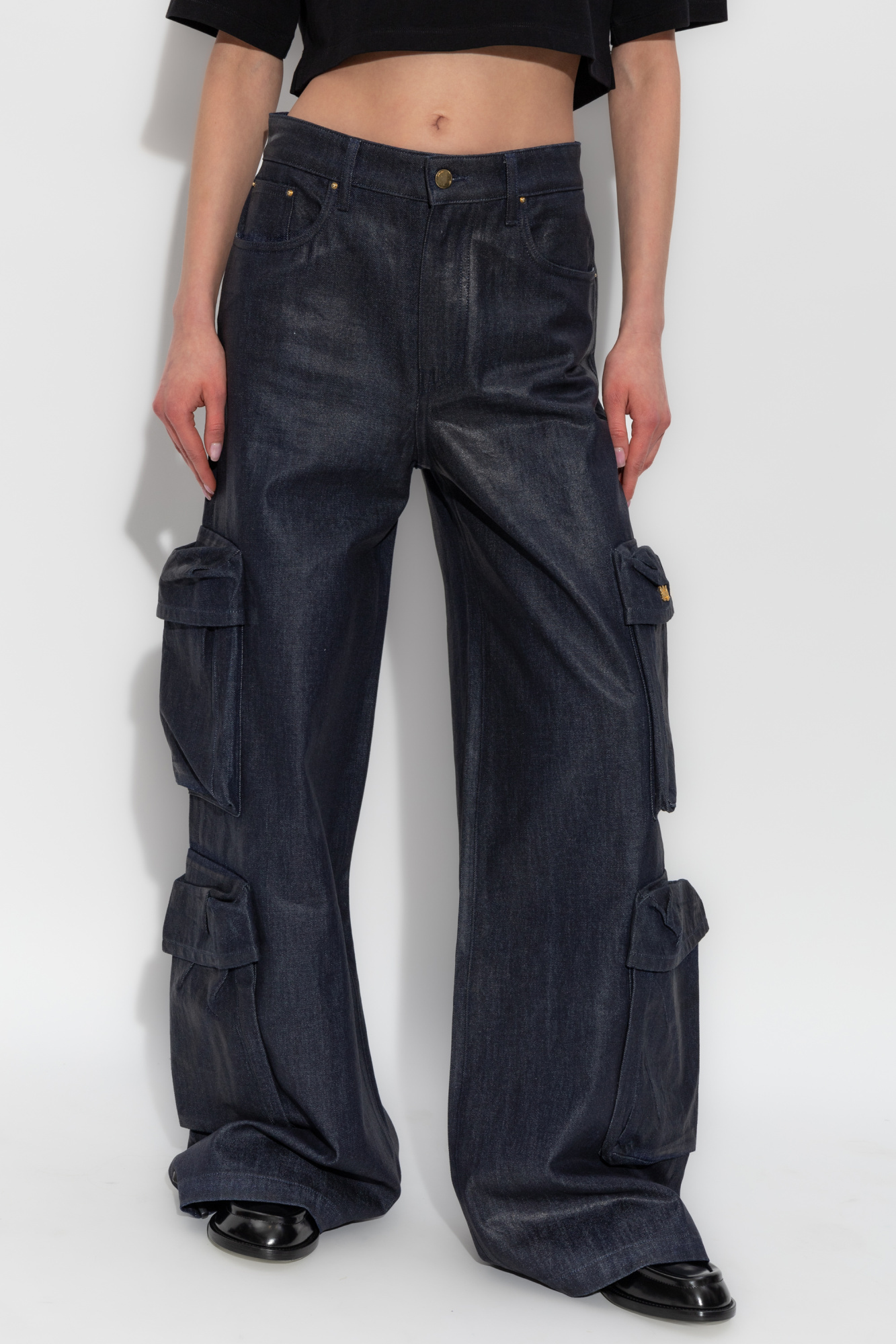 Amiri Black Baggy Cargo Jeans In Black
