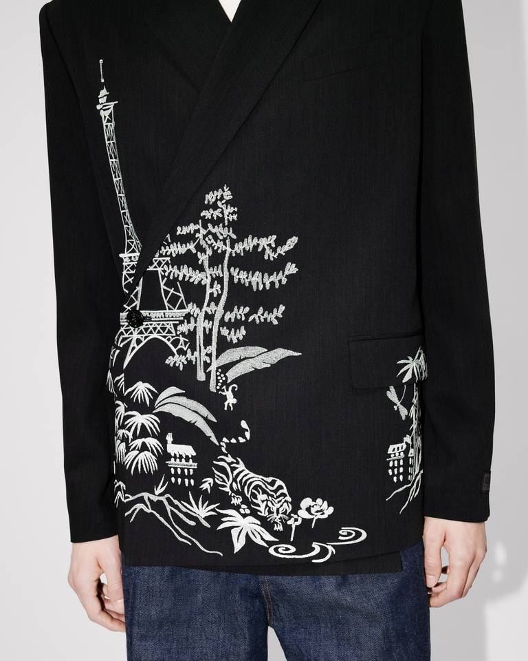 Kenzo Jungle Tailored Kimono Jacket In Black