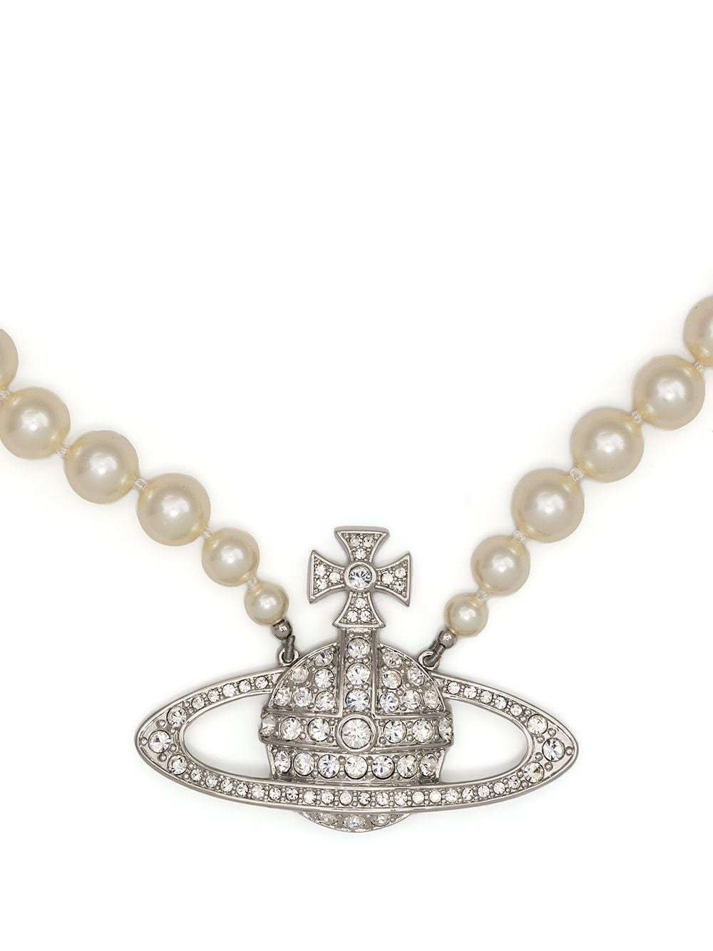 Vivienne Westwood Row-pearl Orb-charm Necklace In Yellow