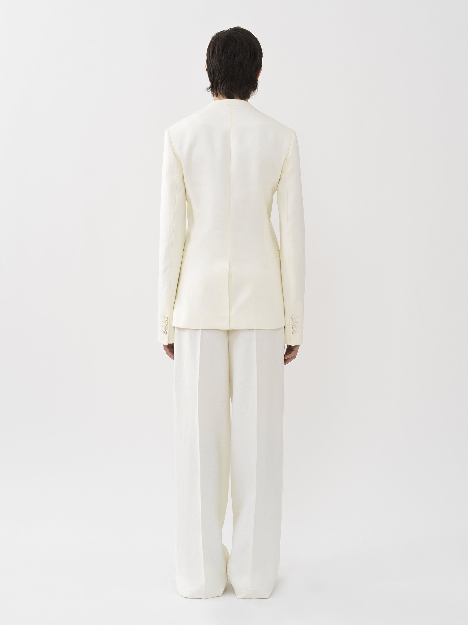 Chloé V-neck Linen Blazer In White