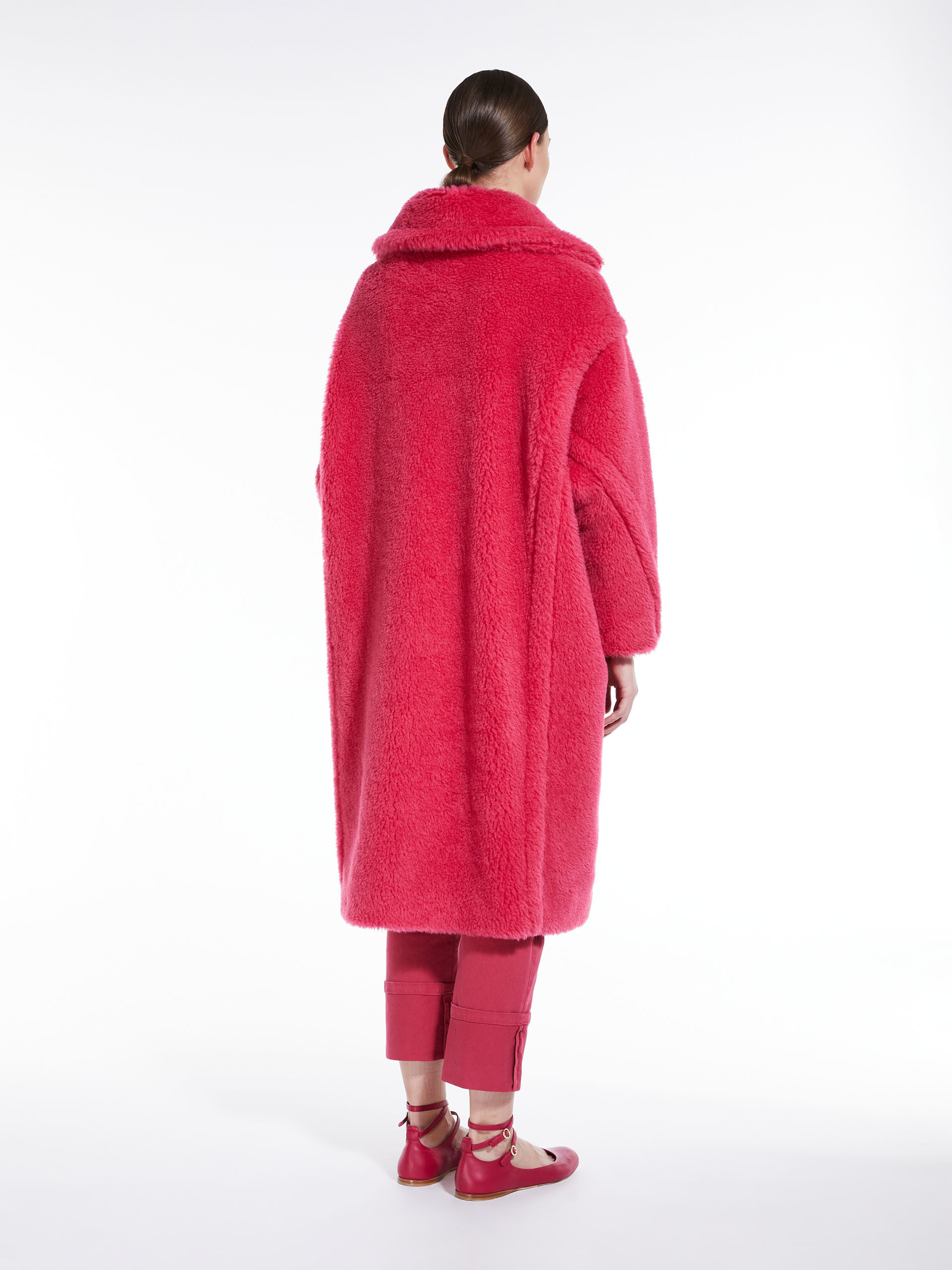 Max Mara Double-breasted Faux-shearling Coat In Red