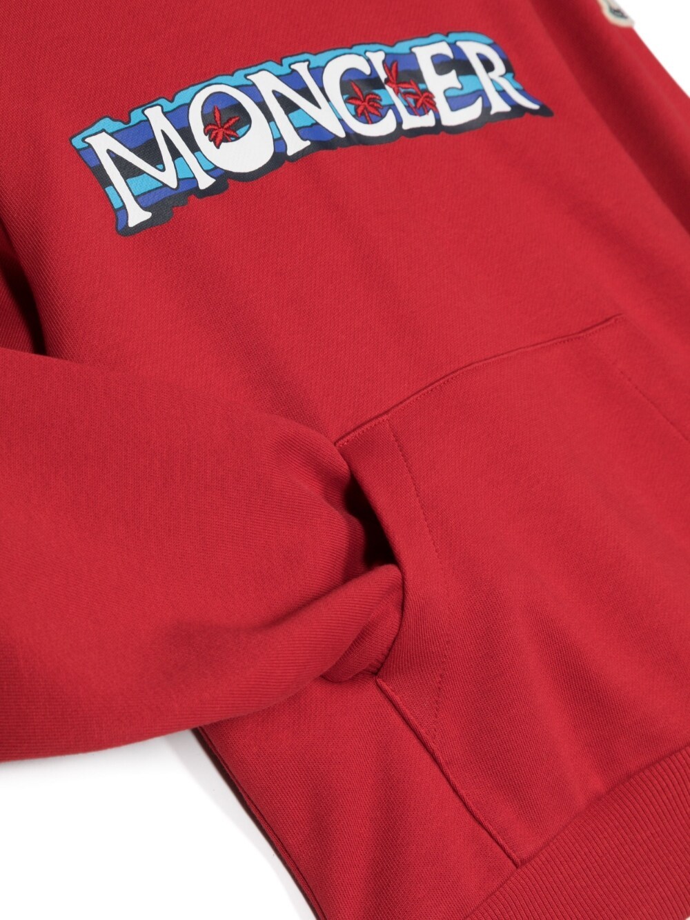 Moncler Logo-print Cotton Hoodie In Red