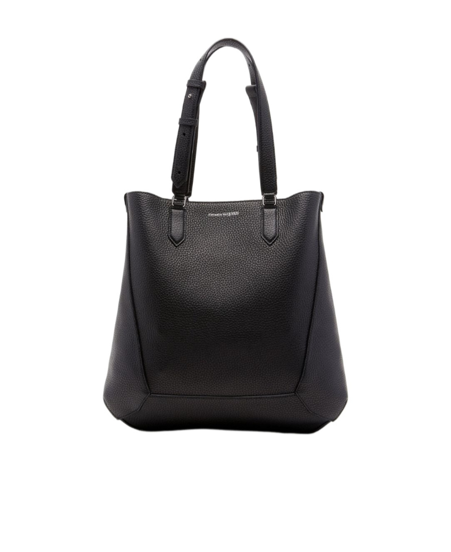 Alexander Mcqueen The Edge Medium Leather Tote Bag In Black