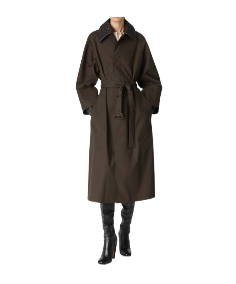Bottega Veneta Cotton Trench Coat In Brown