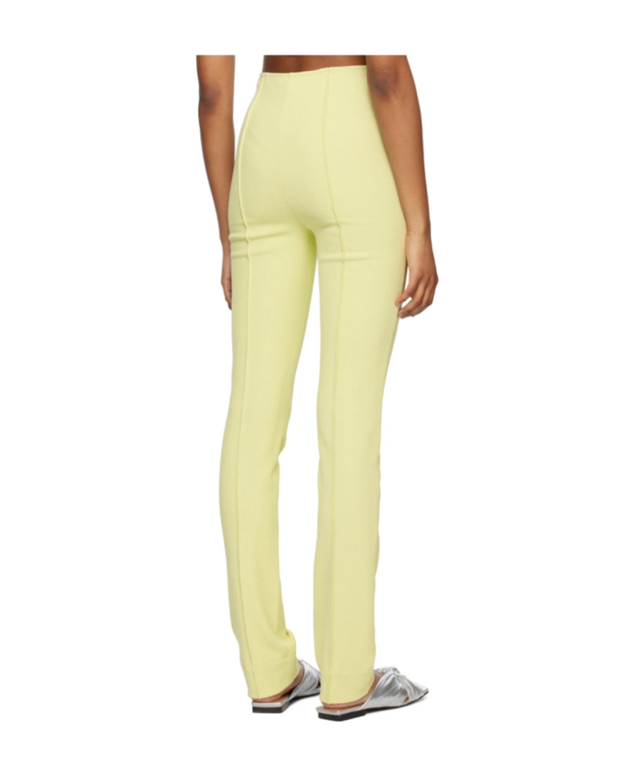 Ganni Green Slim-fit Trousers In Yellow