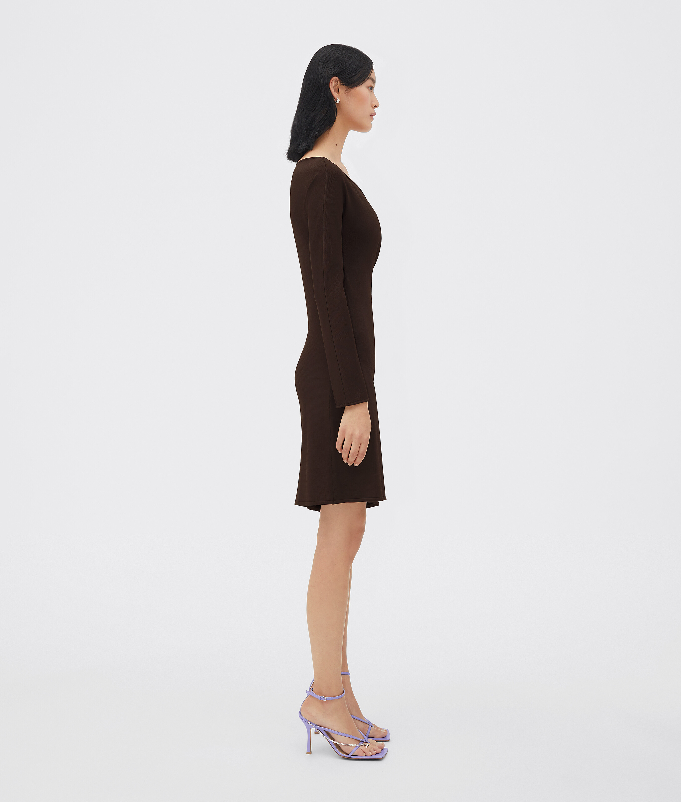 Bottega Veneta Mini Dark Brown With Front Cross-over In Fluid Viscose Woman In Black
