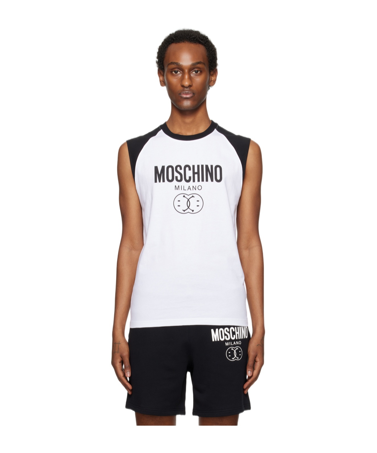 Moschino Logo Print Sleeveless T-shirt In White