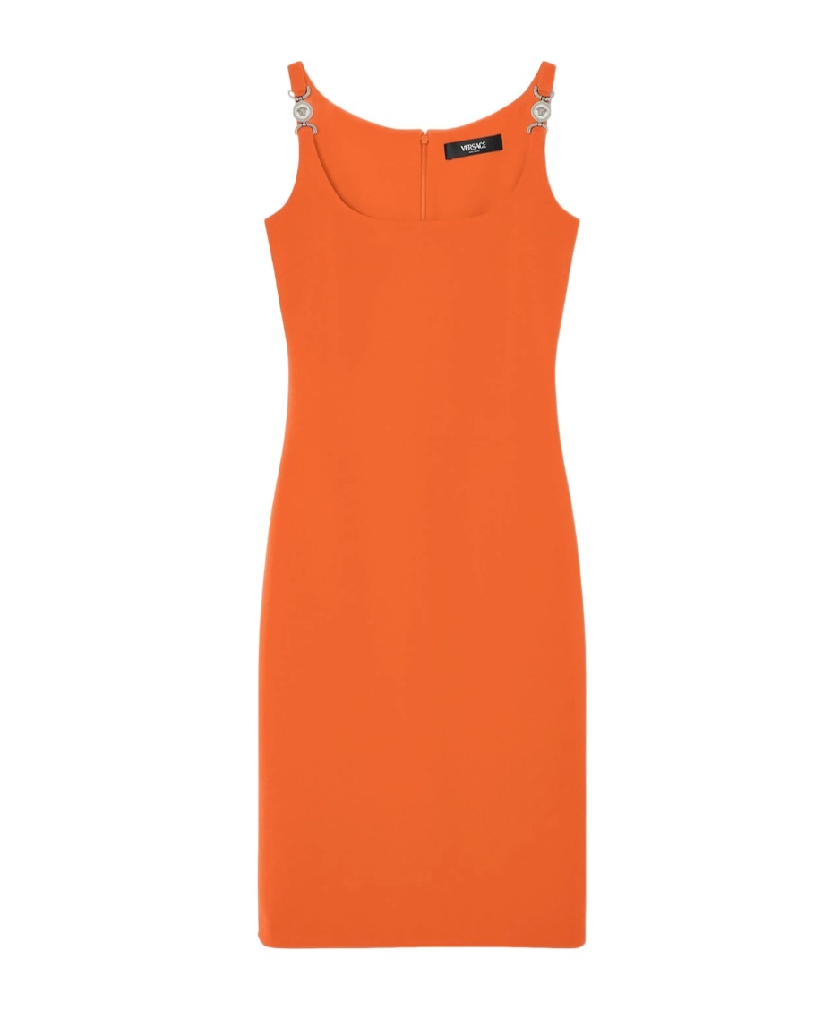 Versace Scoop-neck Dress In Orange