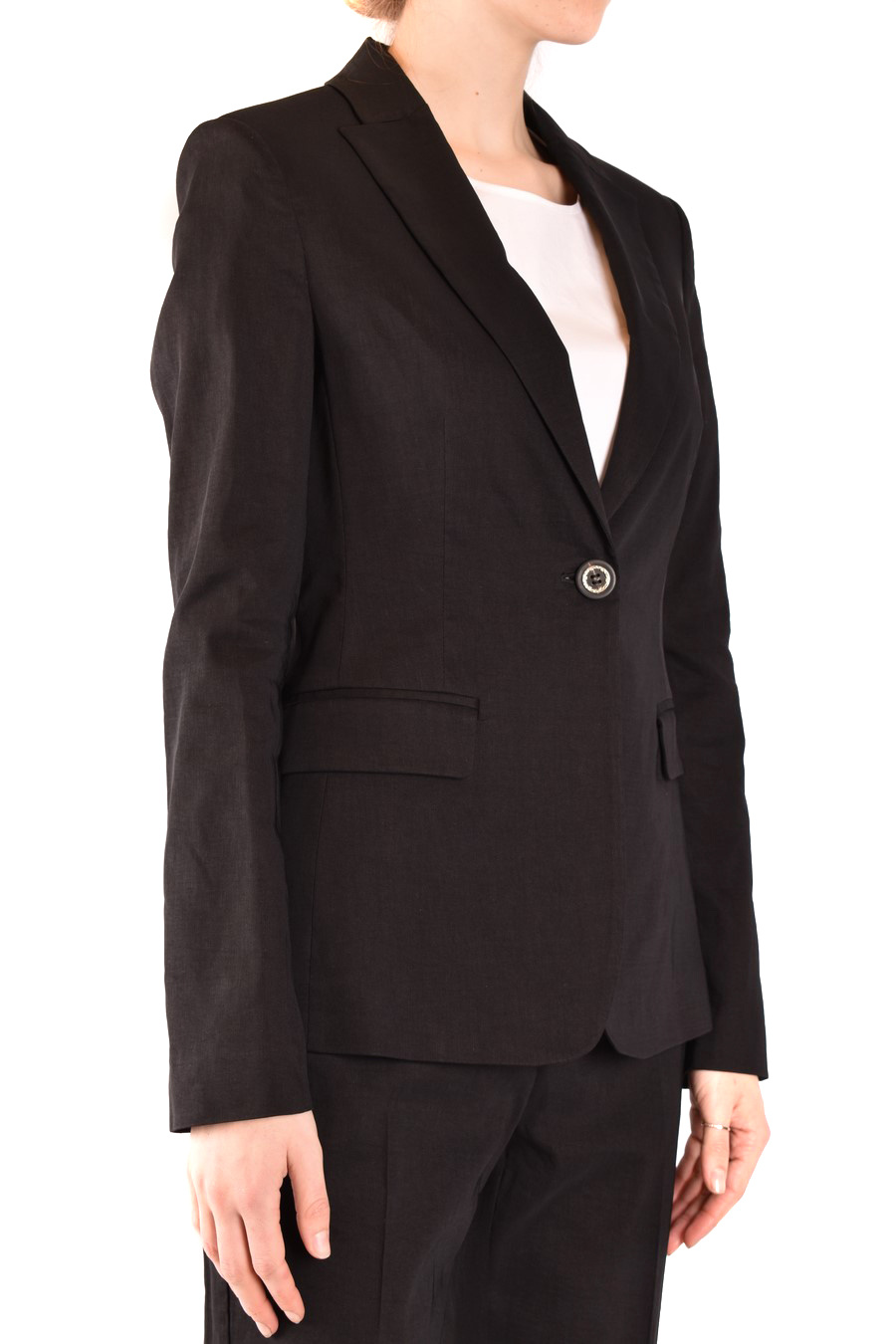 Pinko Farida Silk-blend Tailored Shirt With Notched Lapel In Black
