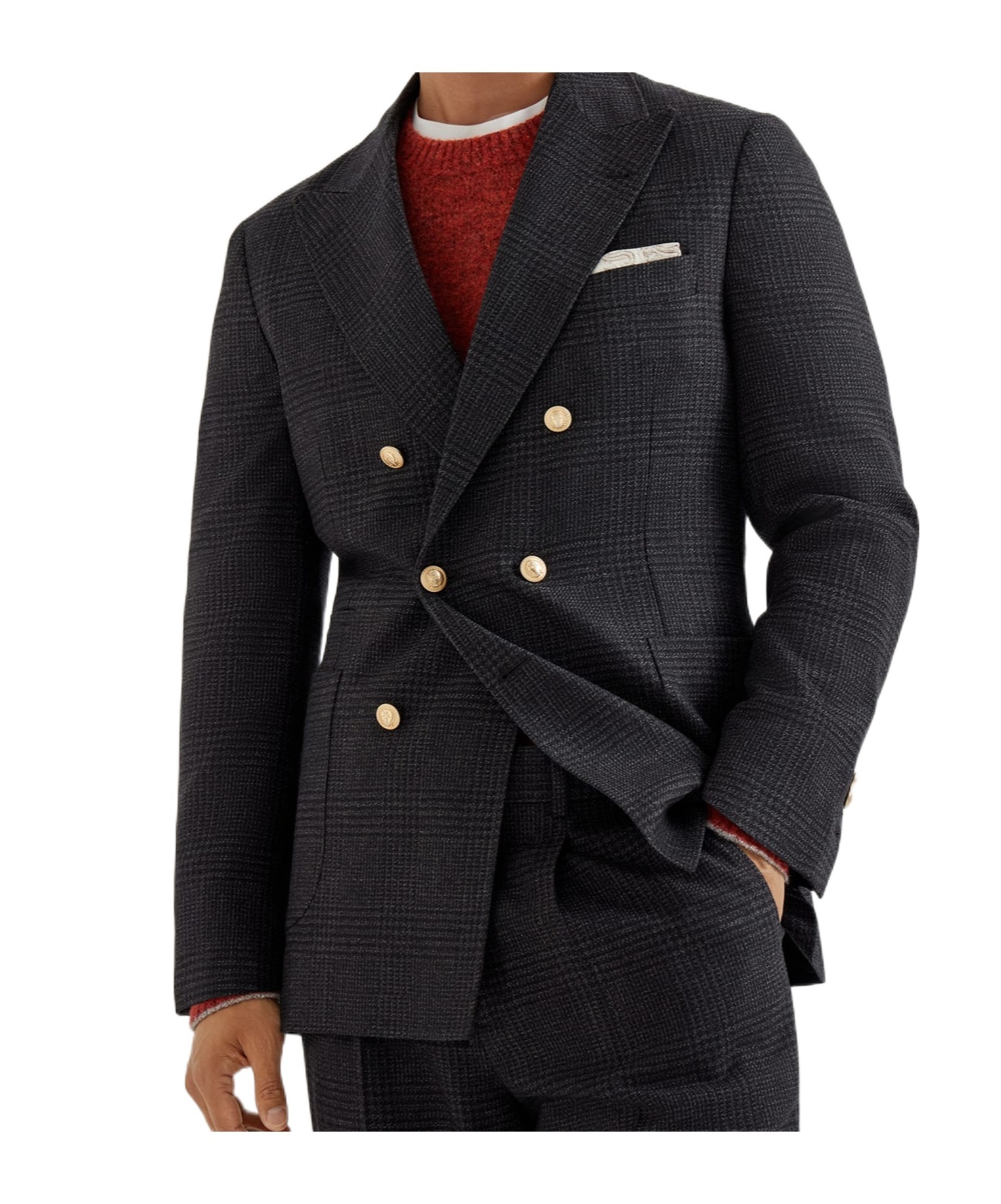 Brunello Cucinelli Wool And Cashmere Long-sleeved Blazer In Black