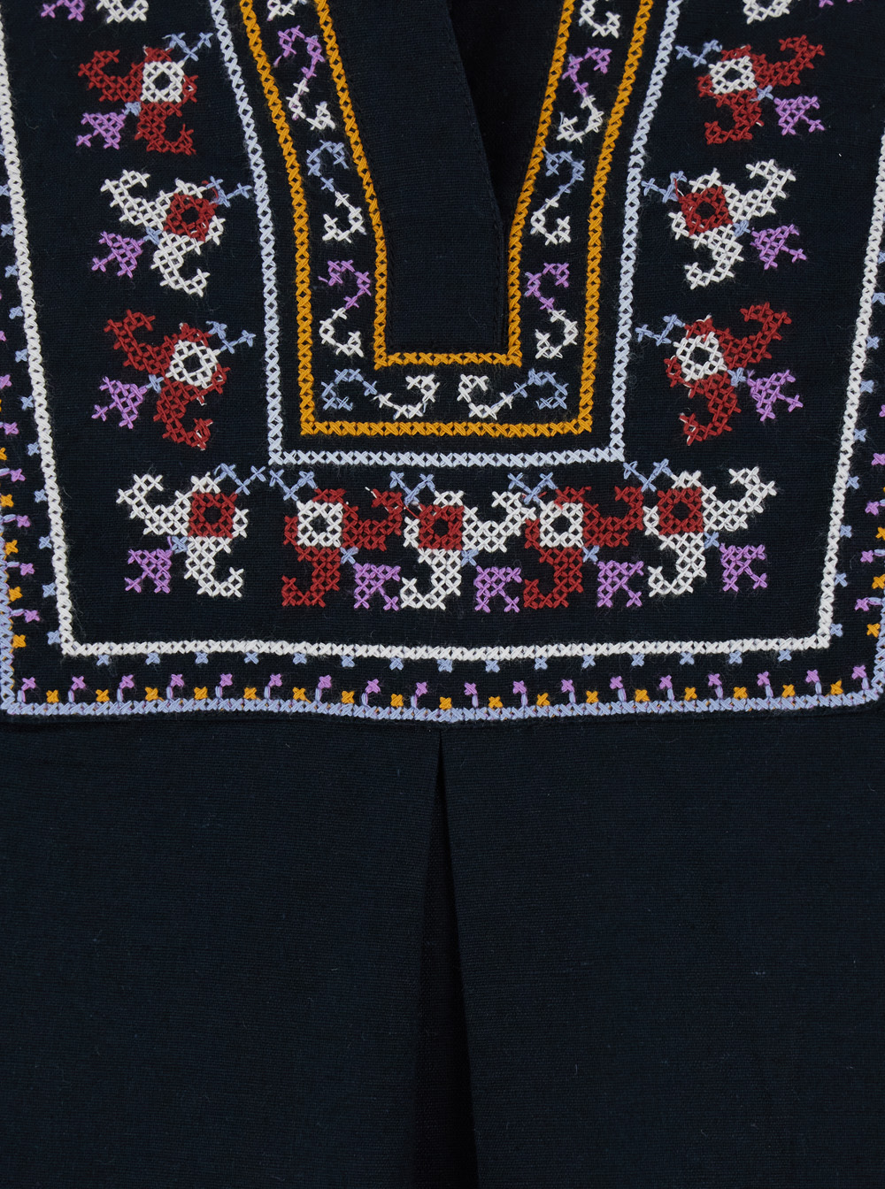 Bash 'caloe' Blue Blouse With Round Neck And All-over Embroidery In Cotton And Linen Blend In Black