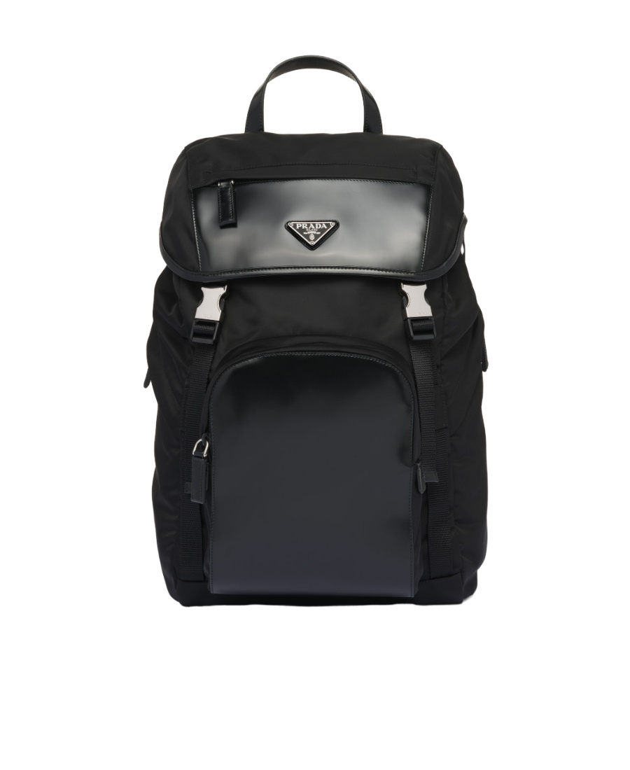 Prada Re-nylon And Brushed Leather Backpack In Black