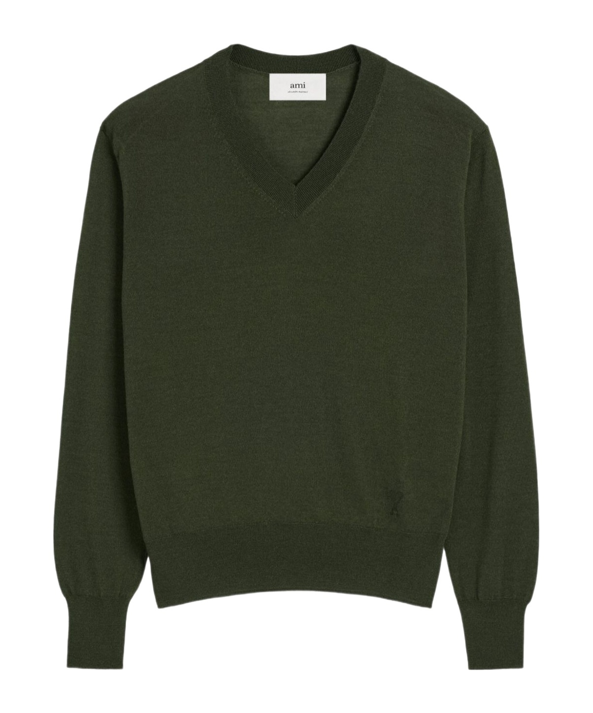 Ami Alexandre Mattiussi Slim Fit Knit Crewneck Sweater In Green