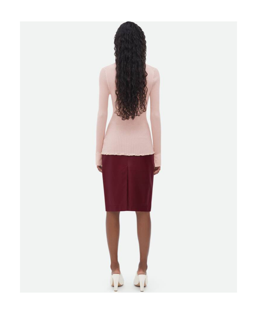 Bottega Veneta Silk Cashmere Rib Sweater In Nude