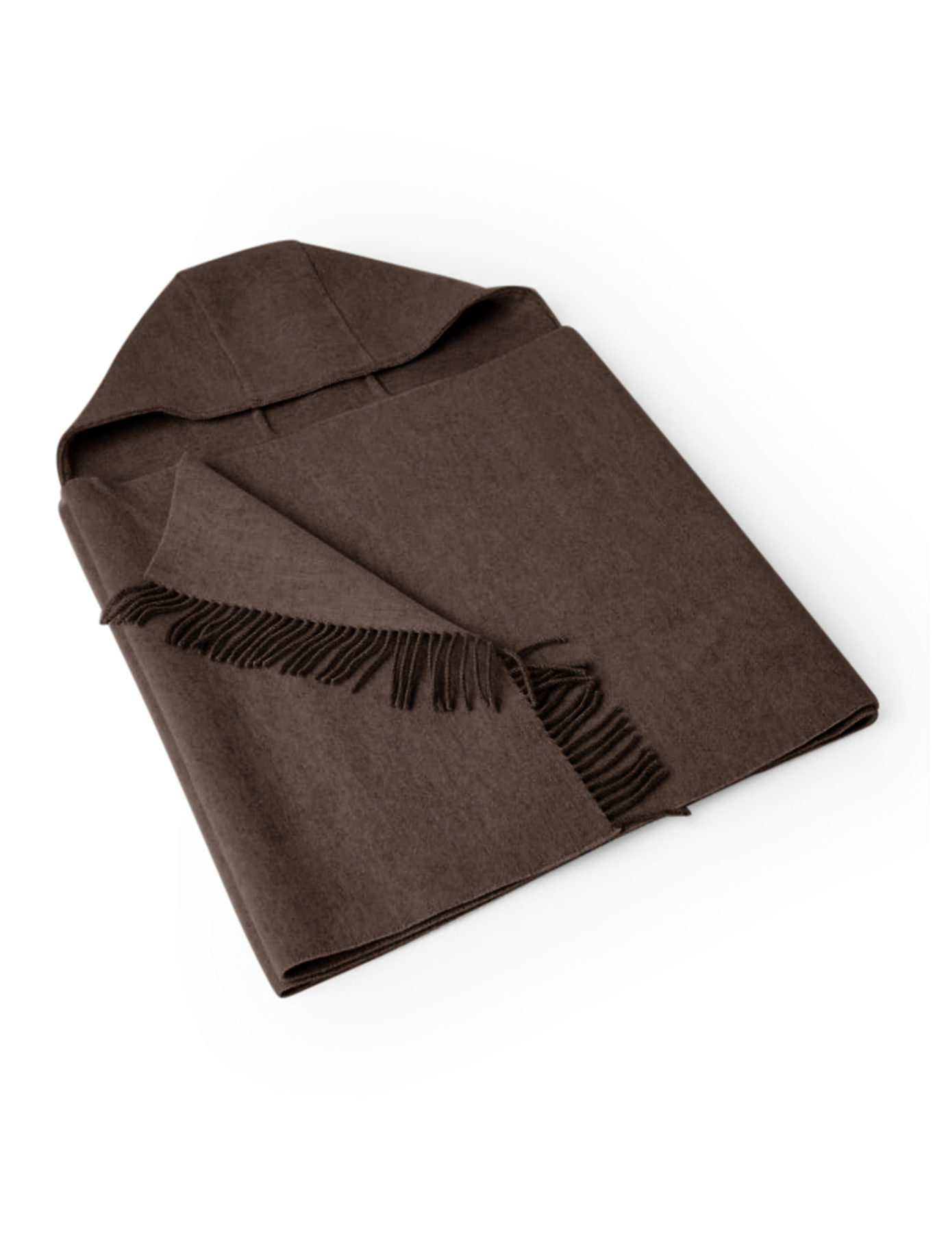 Brunello Cucinelli Wool And Cashmere Knit Scarf With Hood In Brown