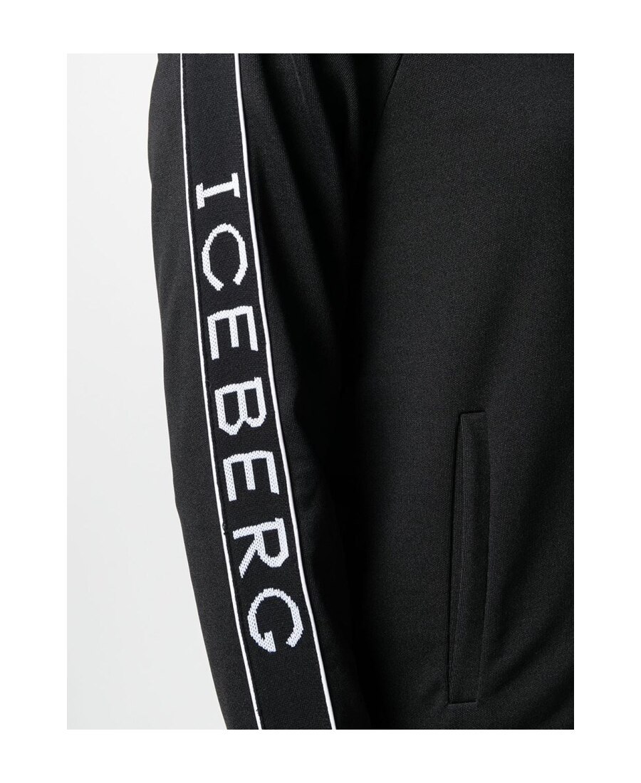 Iceberg Black Striped Zipper Casual Jacket In Black