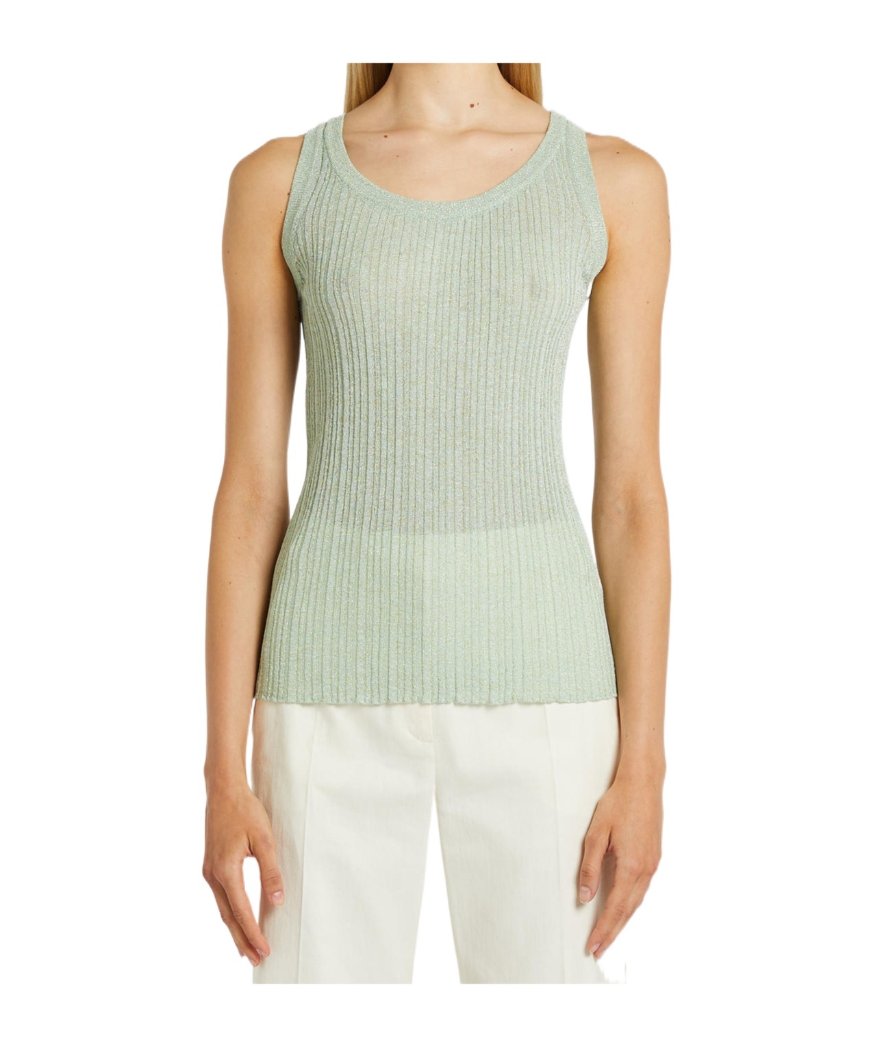 Shop Marella Lurex-embellished Vest Top