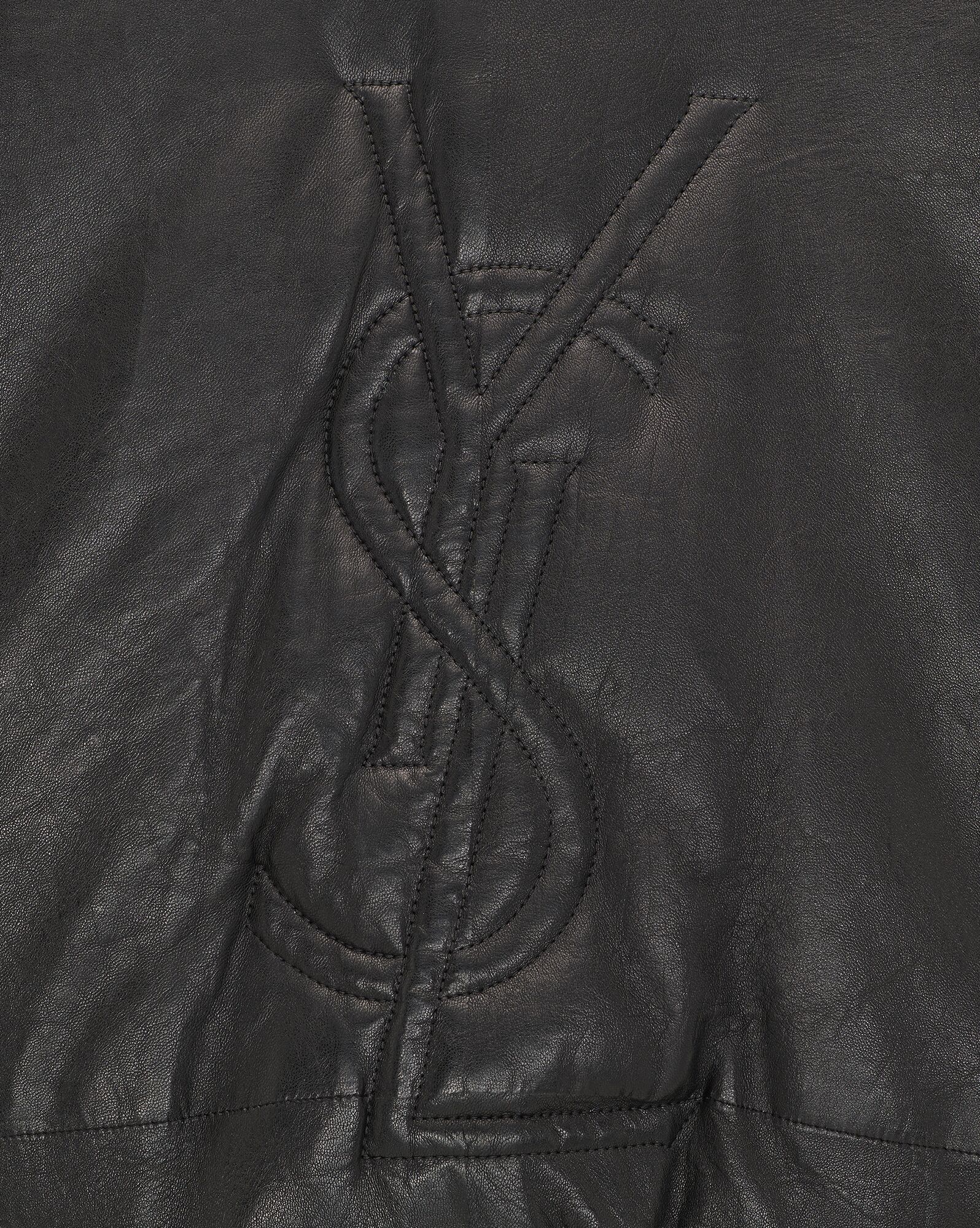 Saint Laurent Cassandre Puffer Jacket In Lambskin In Black