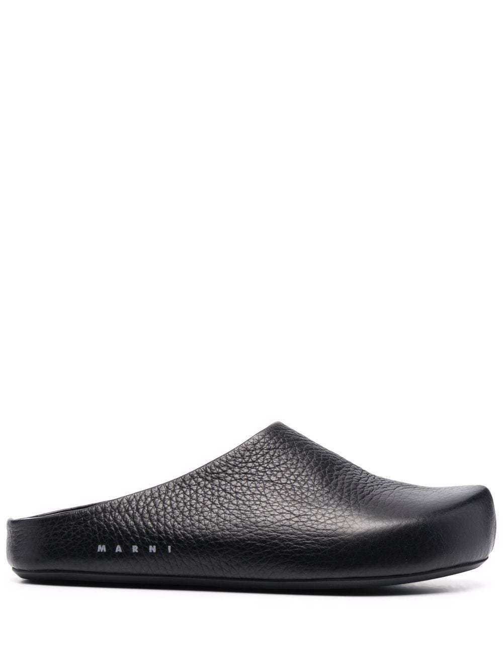 Marni Textured-leather Clog Slippers In Black