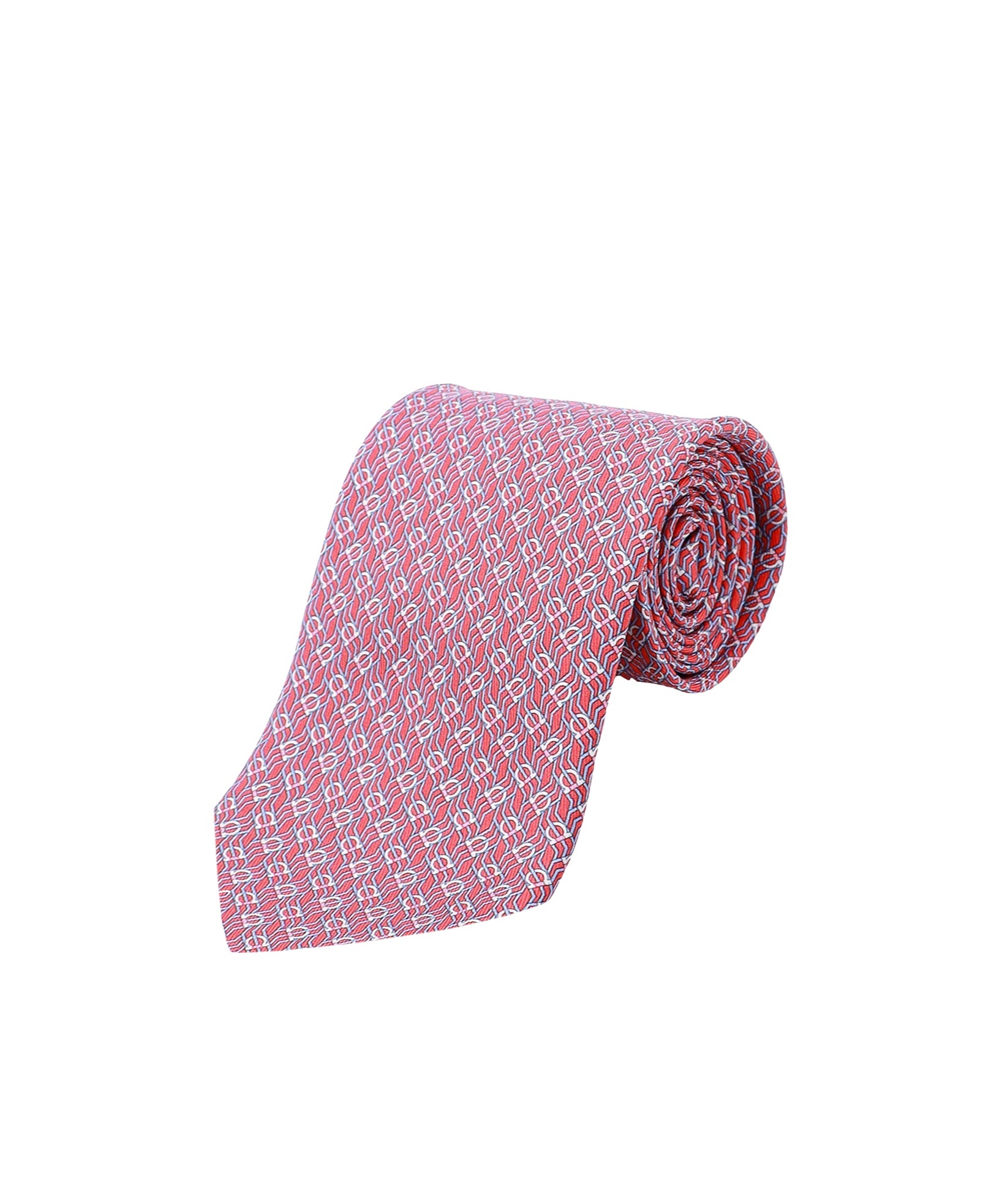 Ferragamo Salvatore Tetris-printed Pointed-tip Tie In Pink