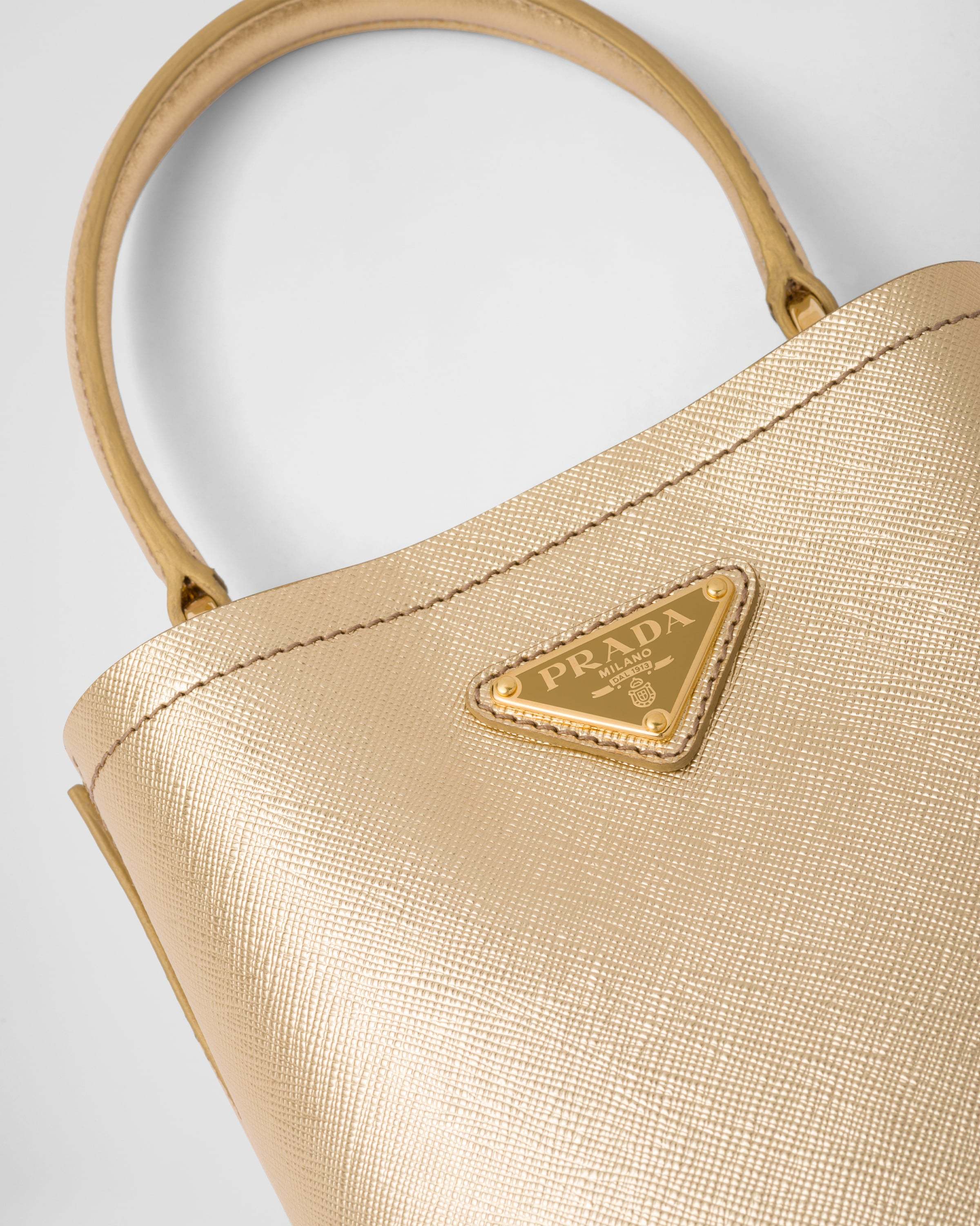 Prada Panier Saffiano Leather Mini-bag In Neutral