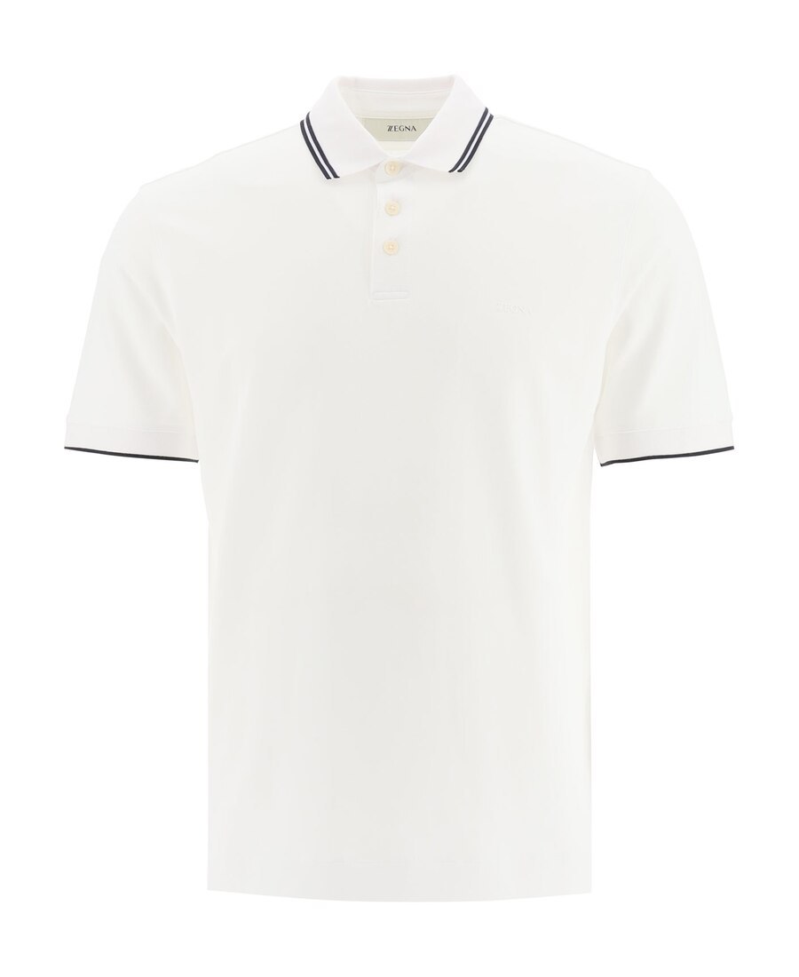 ZEGNA STRIPE-TRIM SHORT-SLEEVE POLO SHIRT