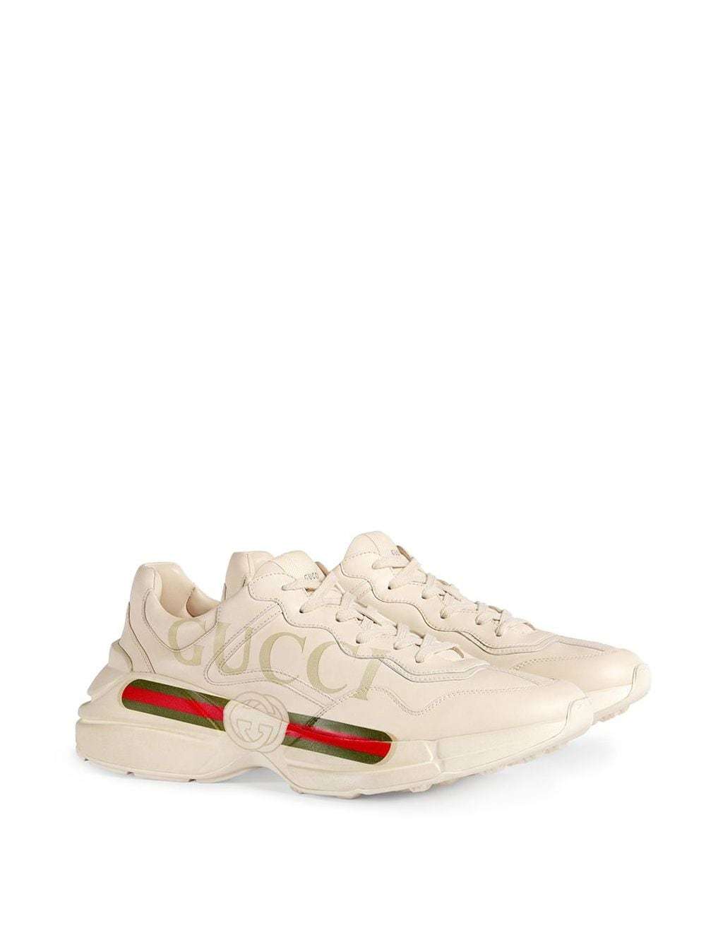 Shop Gucci Men's Rhyton Sneaker With Logo In Nude