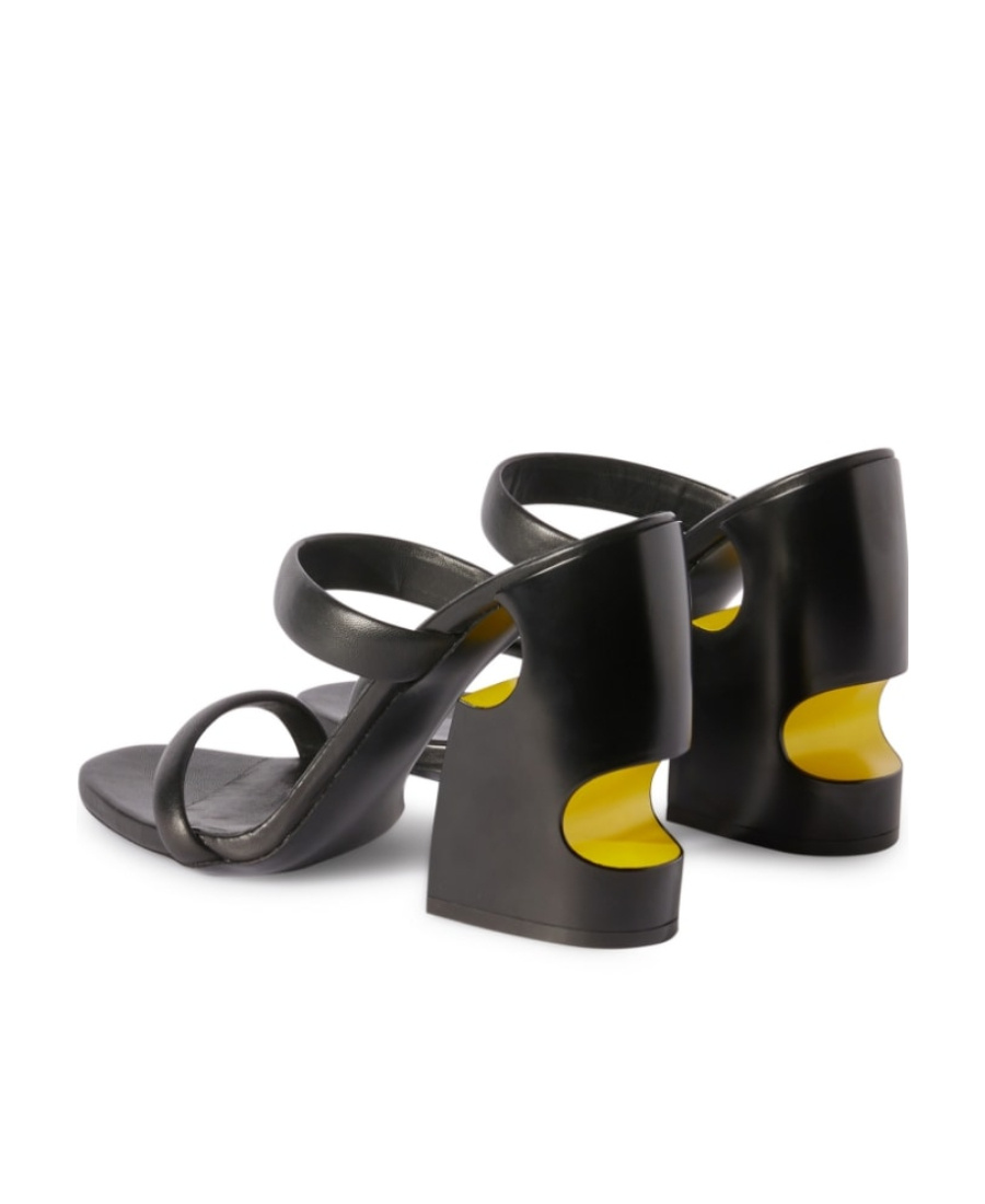 Off-white Tonal Meteor Block Leather Mules In Black
