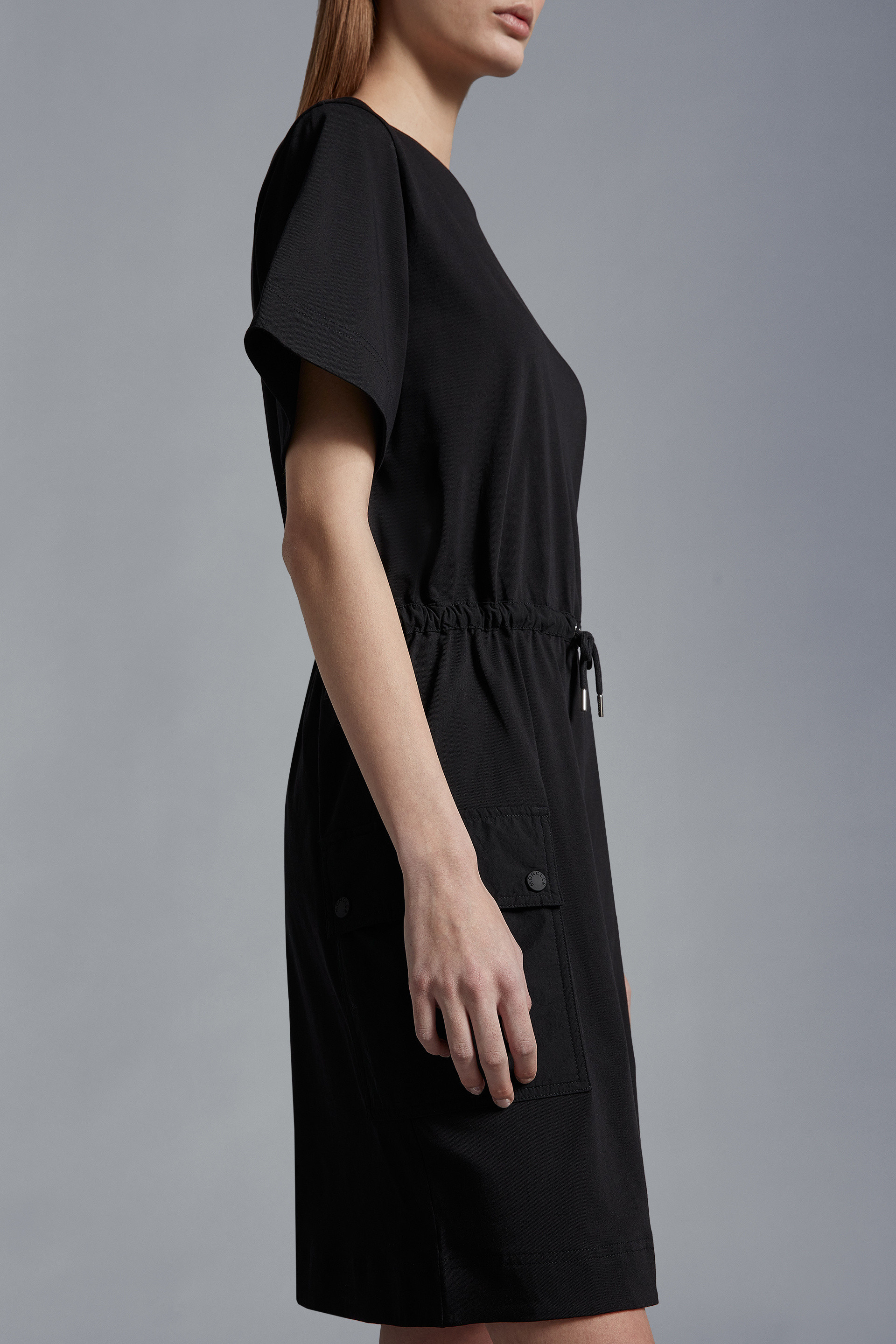 Moncler Drawstring-waist T-shirt Dress In Black