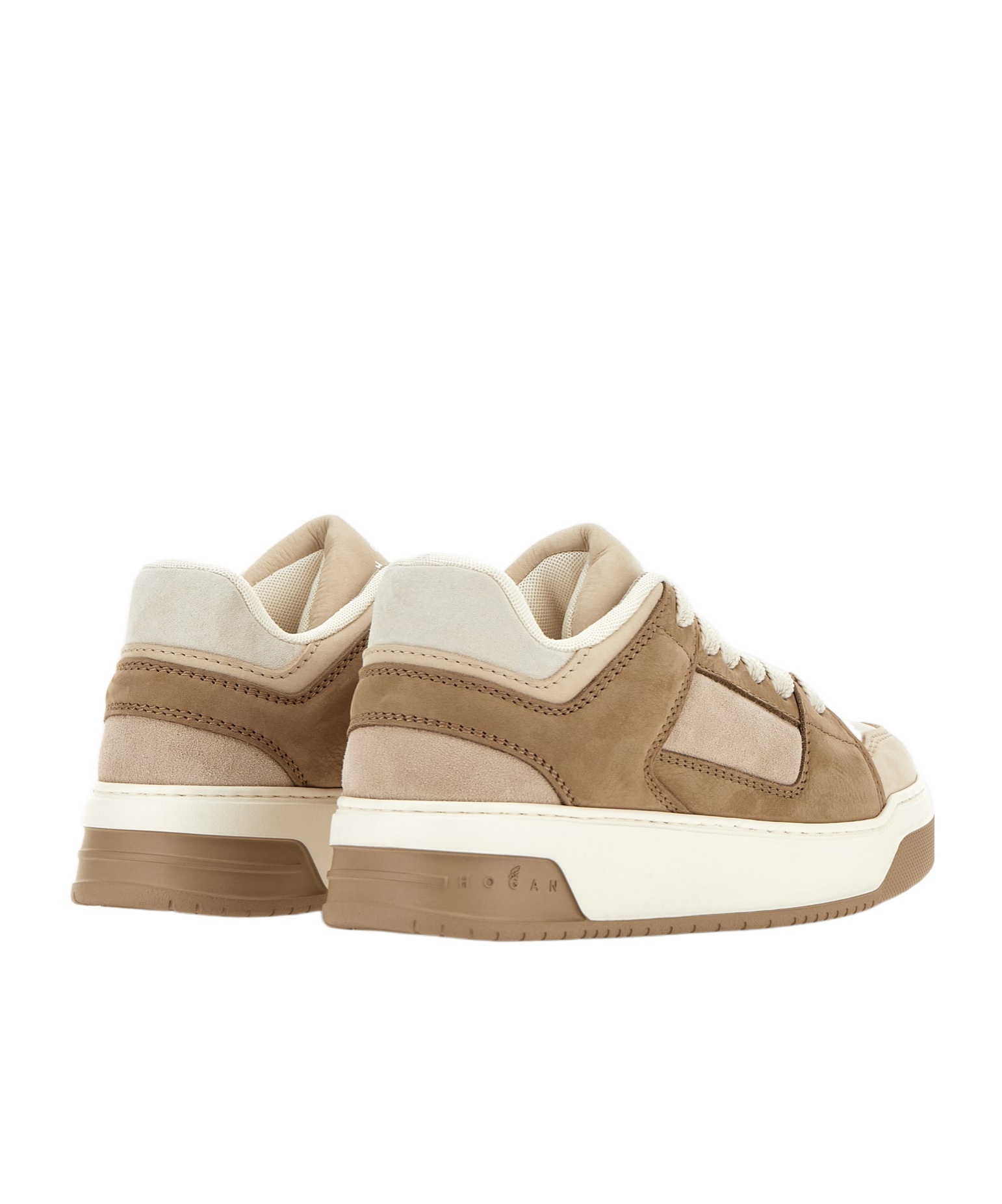 Hogan Brown Platform Lace Up Sneakers In White