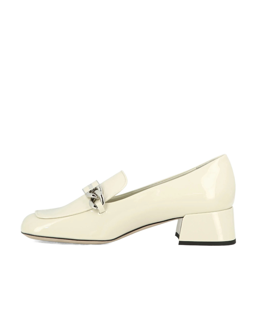 Miu Miu Logo Patch Chain Love Shoes In White