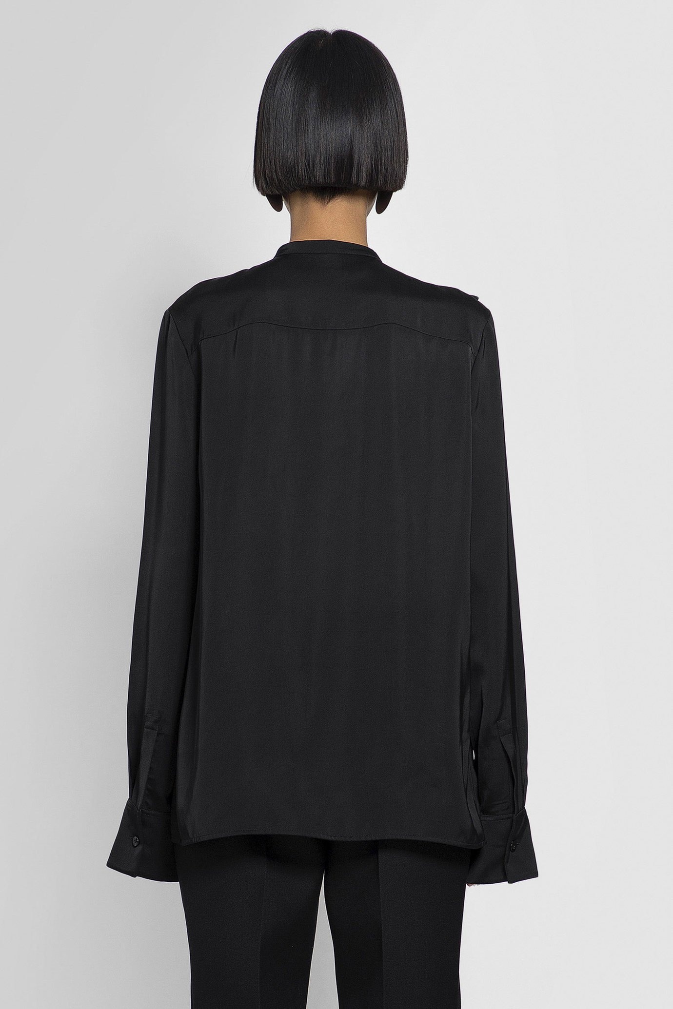 Jil Sander Ruffled Long-sleeve Blouse In Black