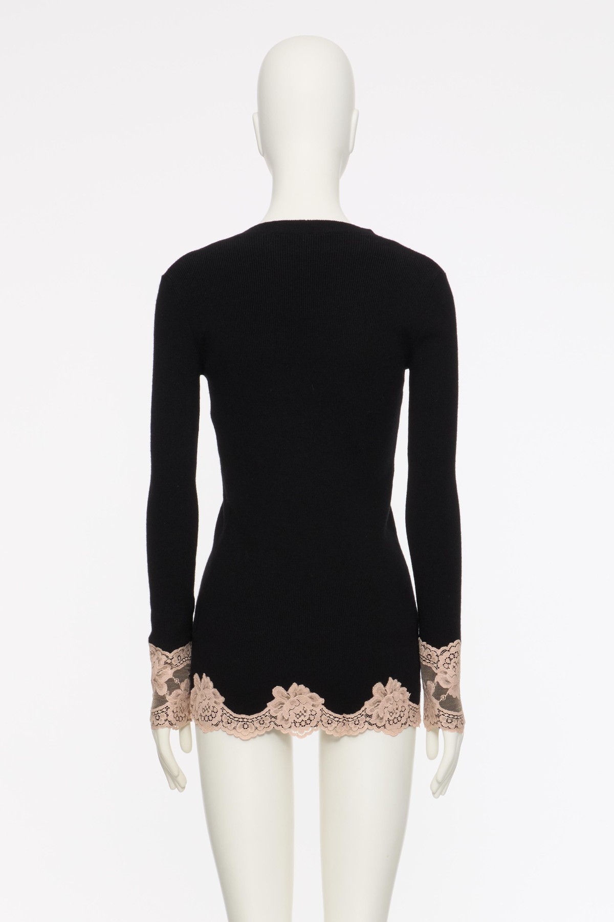 Valentino Lace-trimmed Cashmere Cardigan In Black