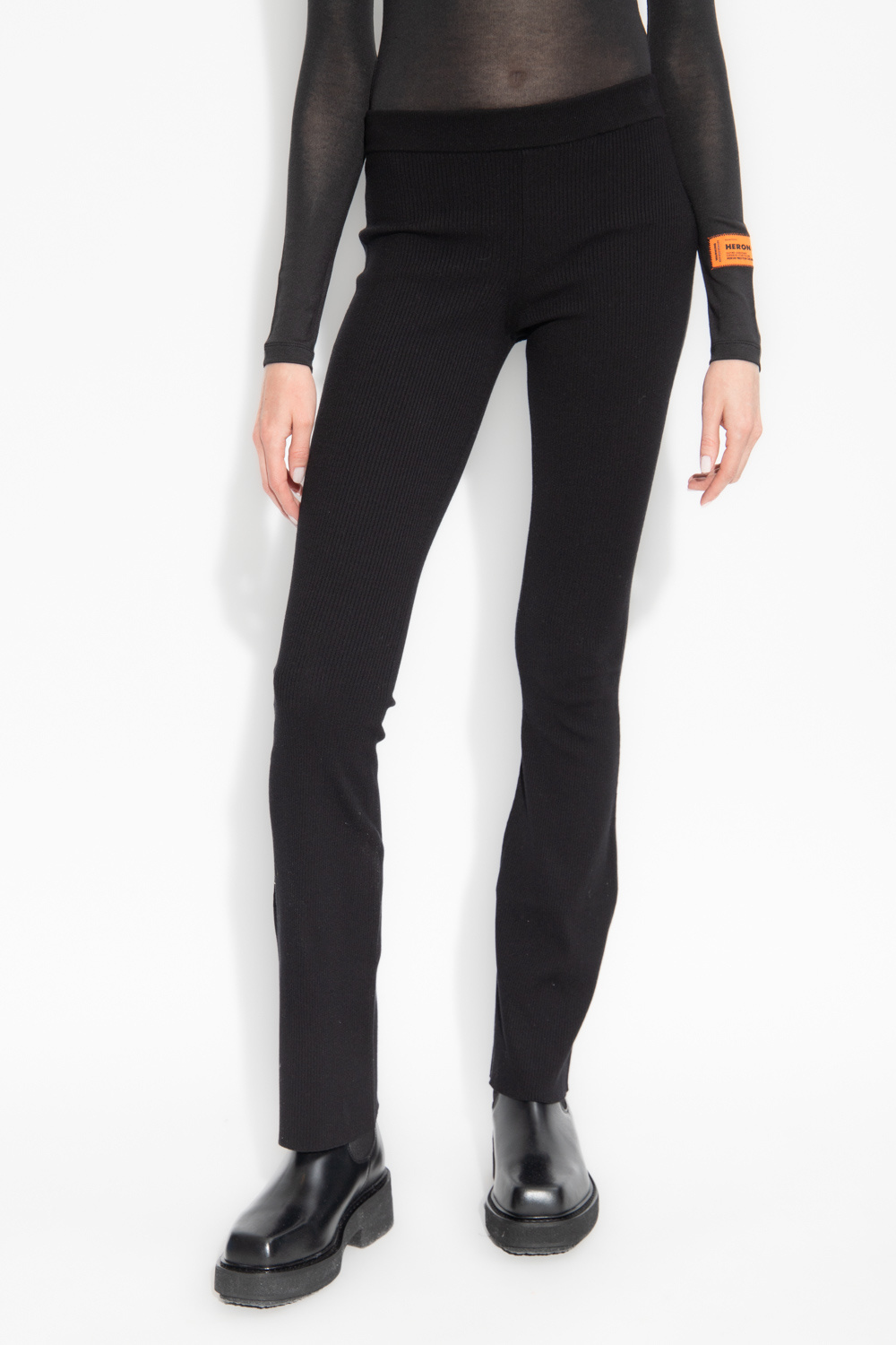 Shop Heron Preston Flared Knitted Trousers In Black