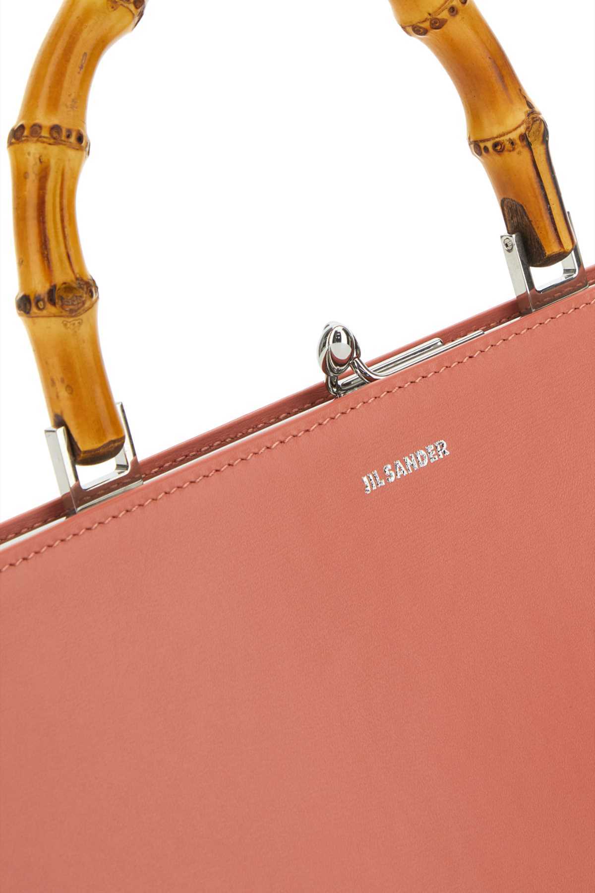 Jil Sander Salmon Leather Small Goji Bamboo Handbag In Pink