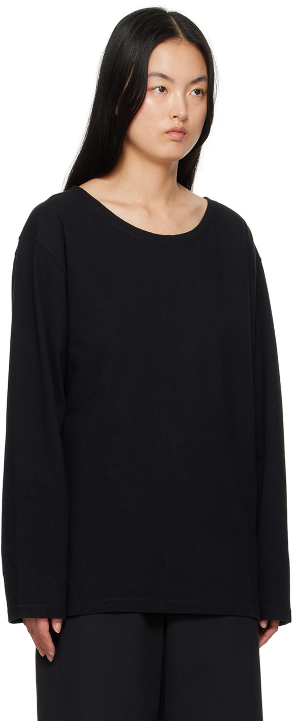 Lemaire Wide Neck Long-sleeved T-shirt In Black