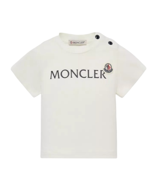 Moncler Enfant Logo Printed Crewneck T-shirt In White