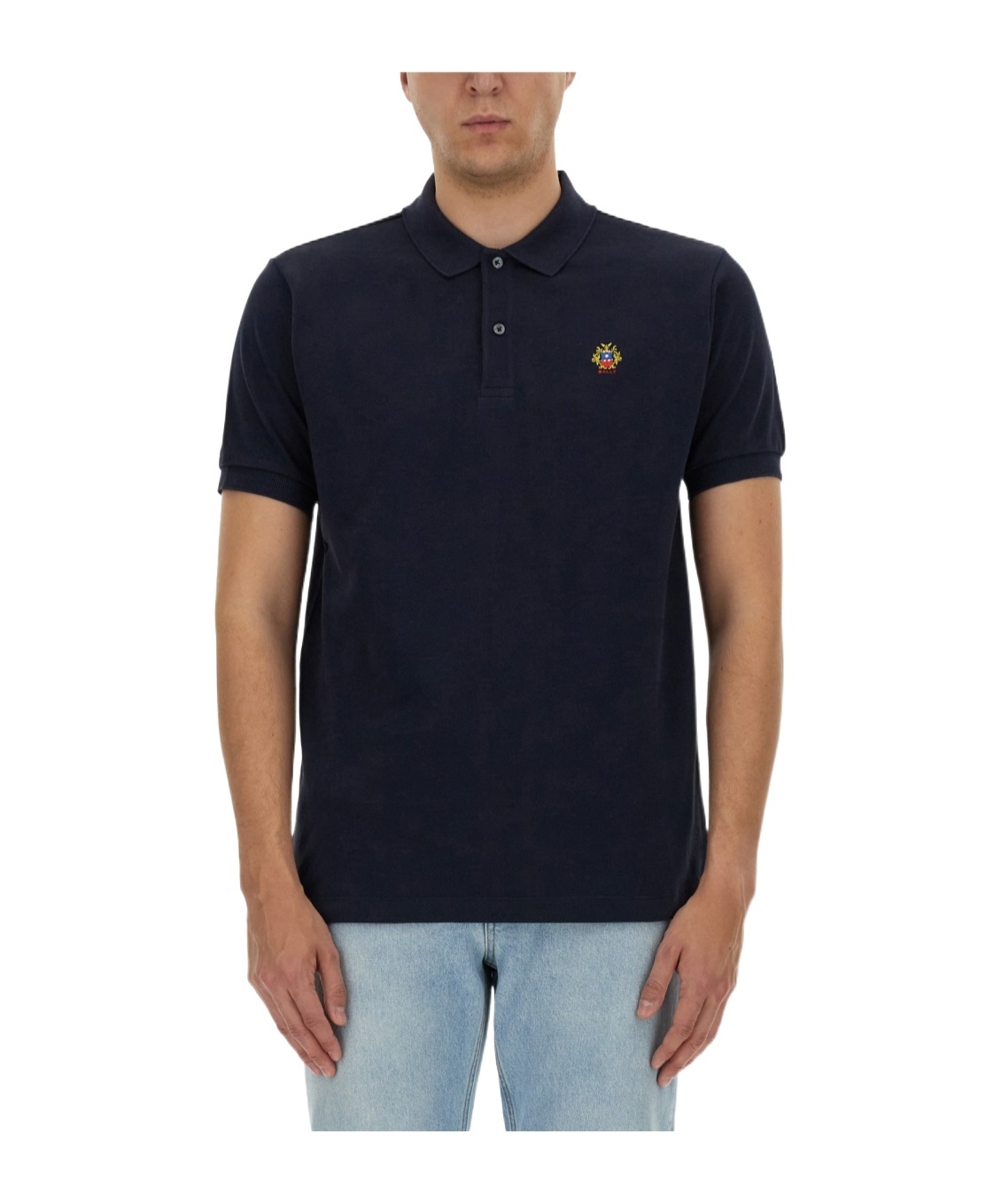 Bally Short Sleeve Polo Shirt With Collar Design In Blue