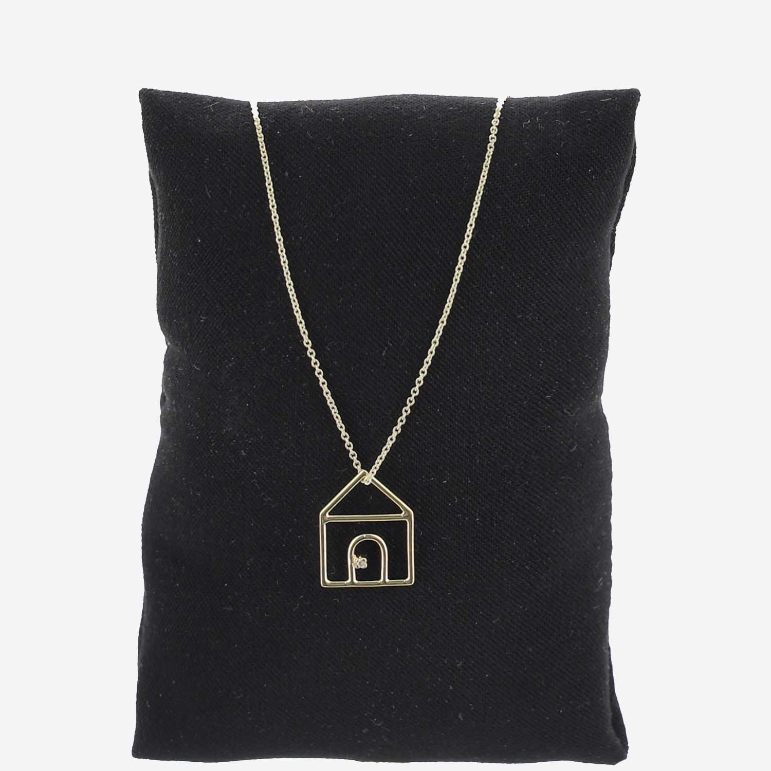 Aliita 9kt Yellow Gold Diamond House Pendant Necklace In Gold