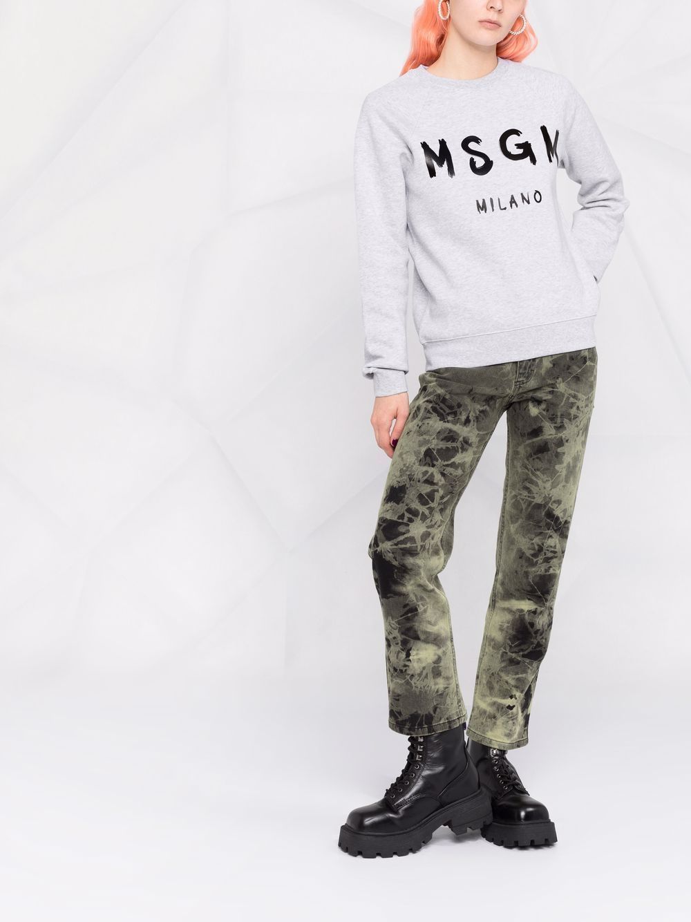 Msgm Logo-print Crew Neck Sweatshirt In White