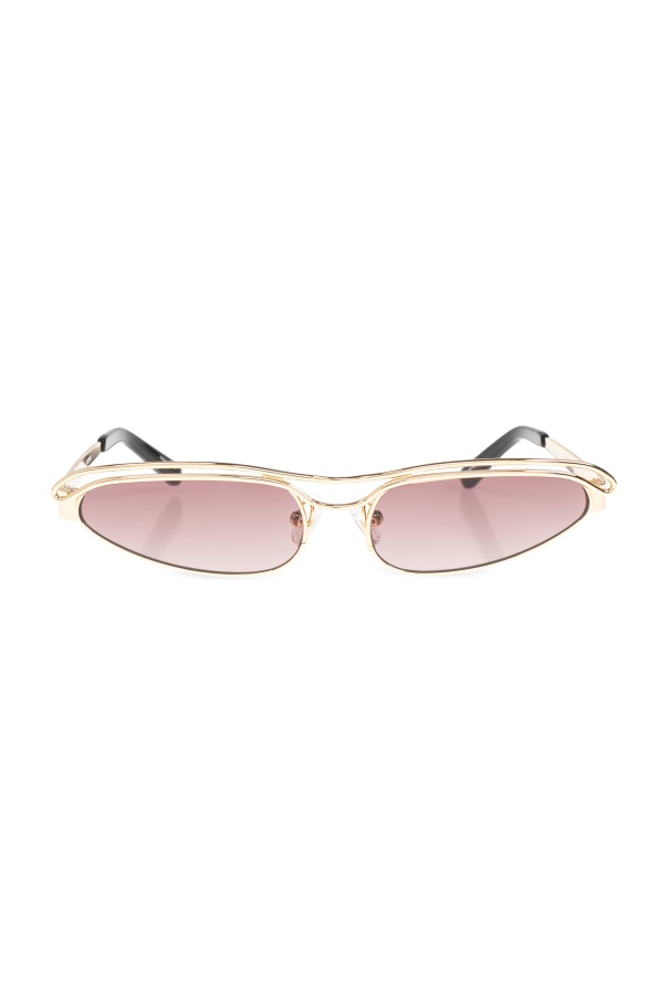 Attico Curved Tips Gold-tone Slim Frame Sunglasses In Pink