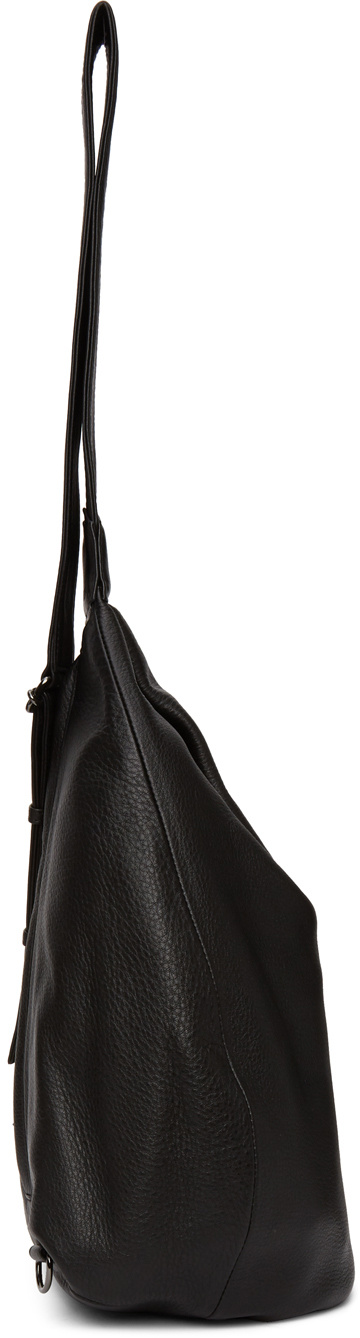 Yohji Yamamoto Logo-embossed Leather Shoulder Bag In Black