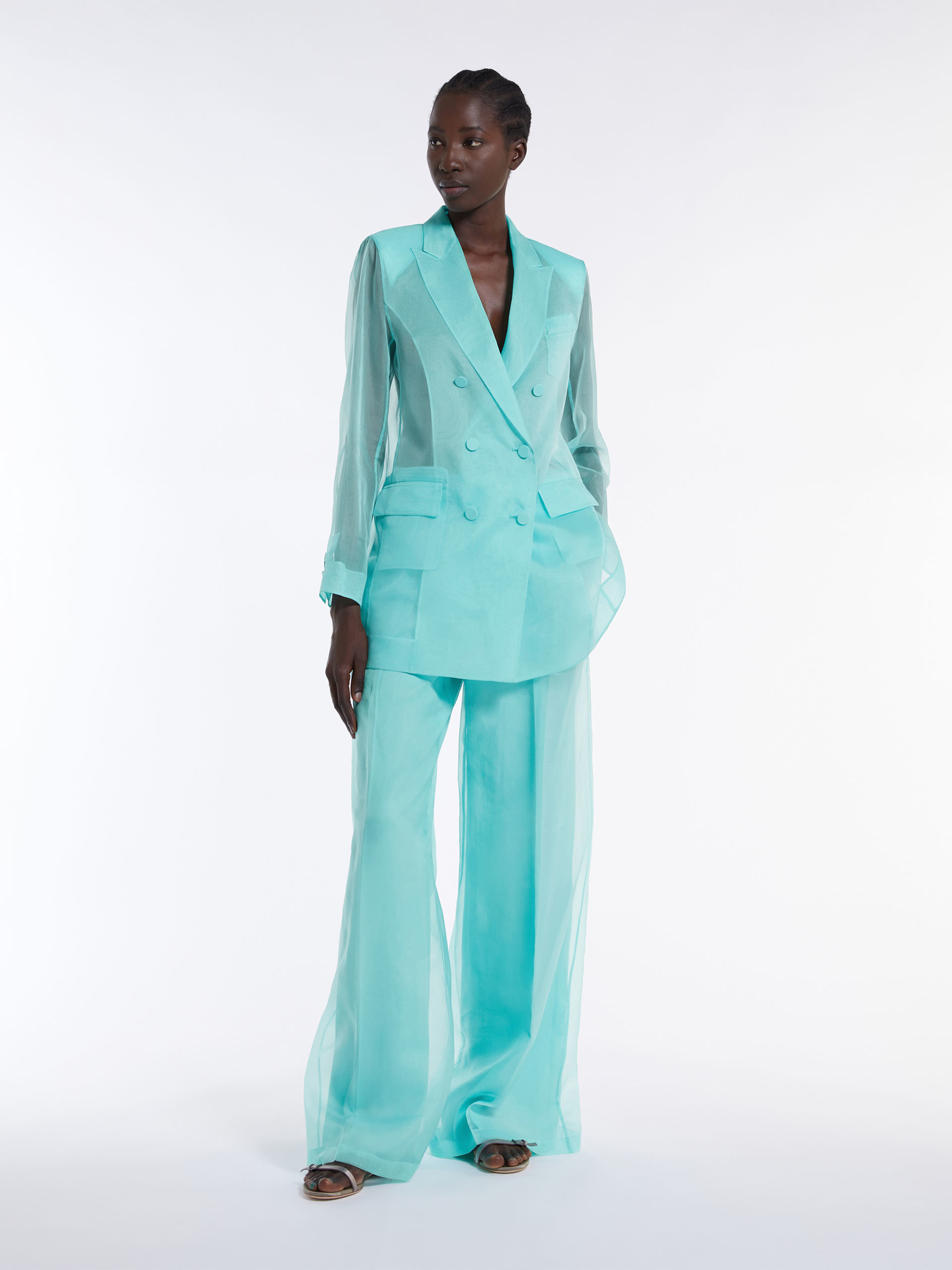 Max Mara Wide-legged Eugen Casual Pants In Blue