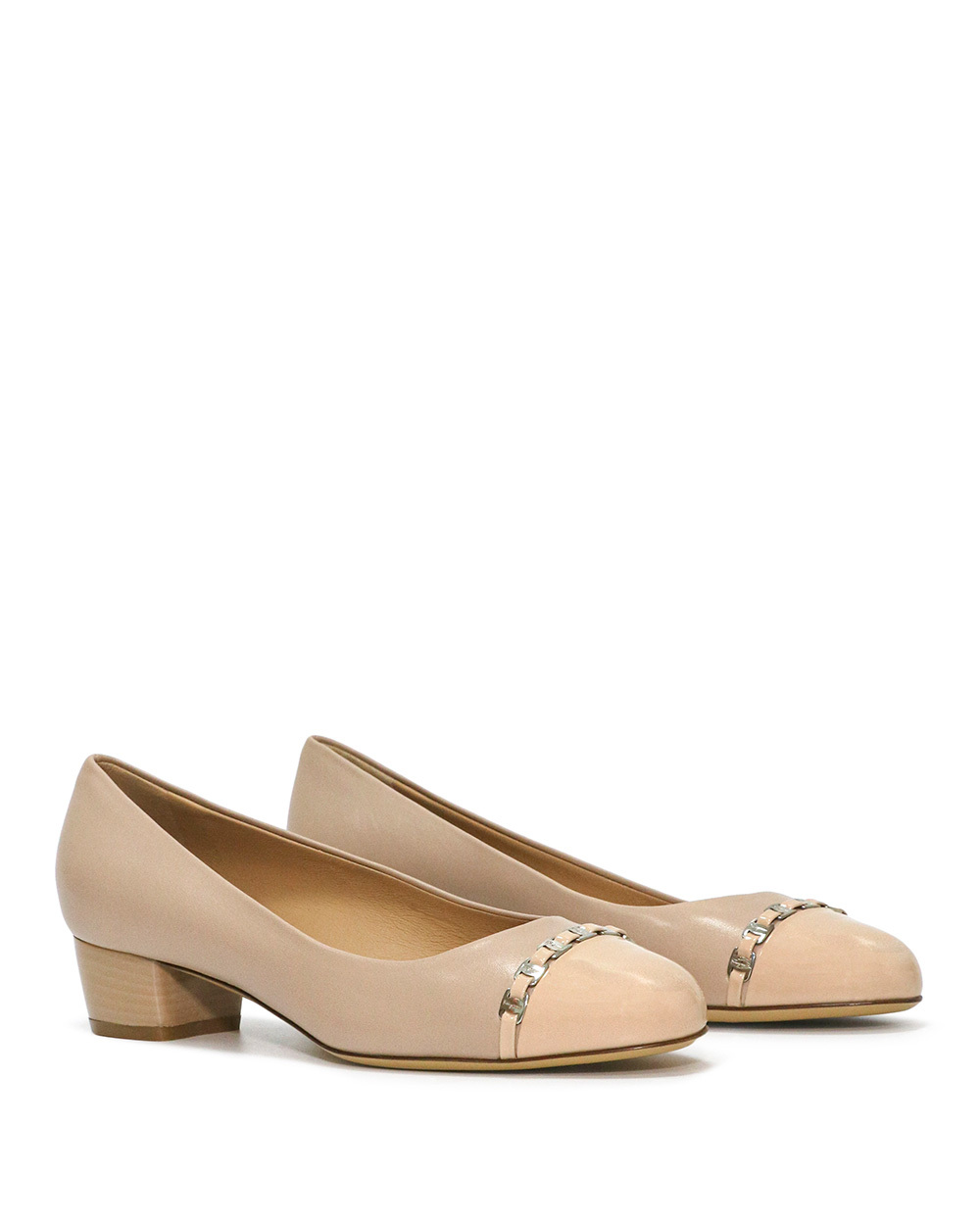 Ferragamo Round-headed High Heels In Nude