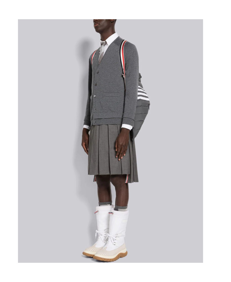Shop Thom Browne 4-bar Motif Puffer Gilet In Gray