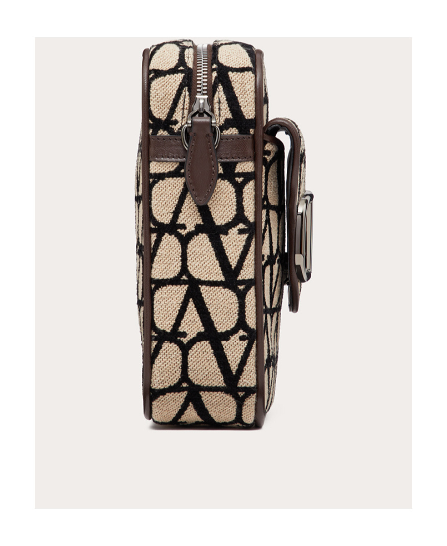 Valentino Toile Iconographe Vlogo Messenger Bag In Black