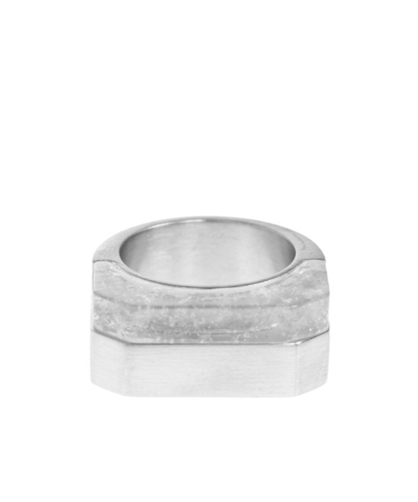 Rick Owens Hollywood Double Crystal Ring In Silver